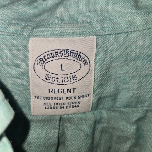 Brooks Brothers Shirt Mens Large Light GreenLinen Button Down Regular Fit Preppy - Picture 5 of 5